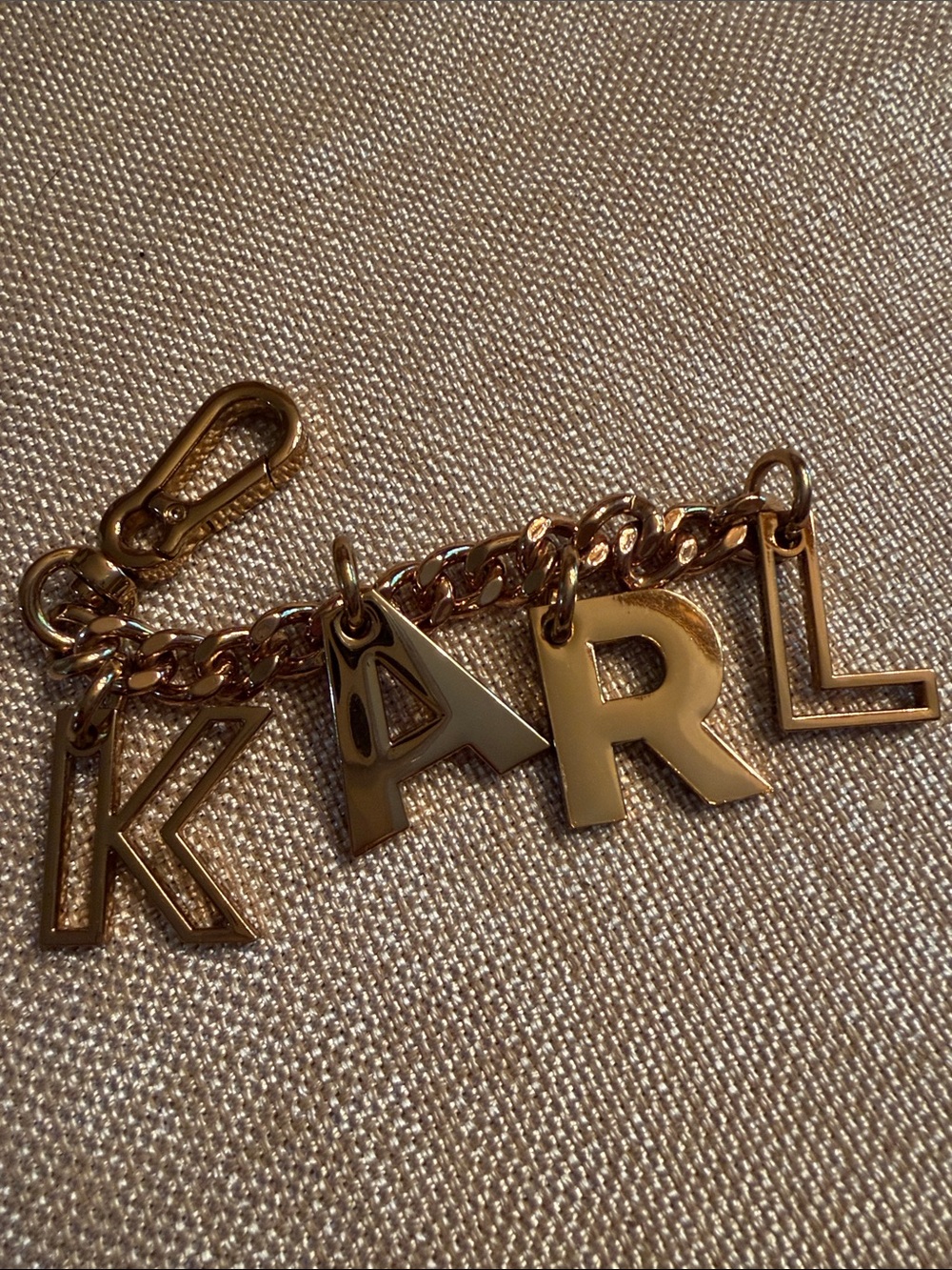 Karl Lagerfeld Authentic  Gold Letter Charm Key Chain with Chain Link - Picture 3 of 8